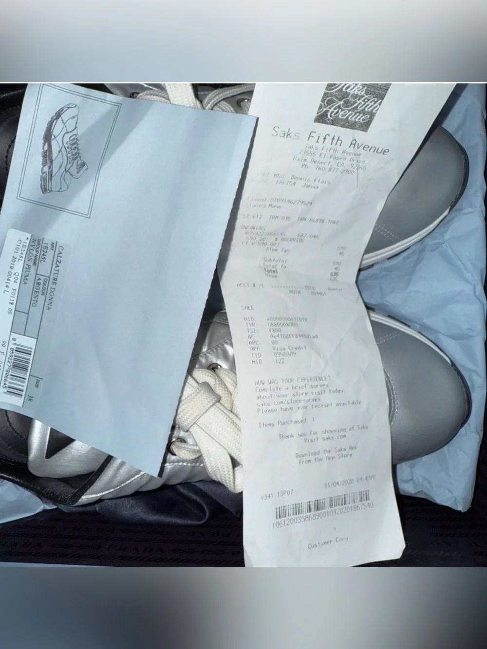 Prada Men’s Metallic Silver Leather Sneakers Y2K - Picture 4 of 6